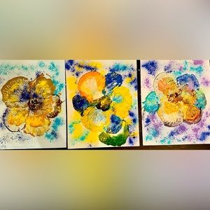 Mixed media oil/acrylic 16/20” flower bombs.